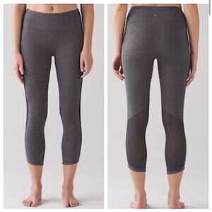 Lululemon Hit It Crop 21" Luxtreme Size 8 Leggings Mesh Side Heathered Black